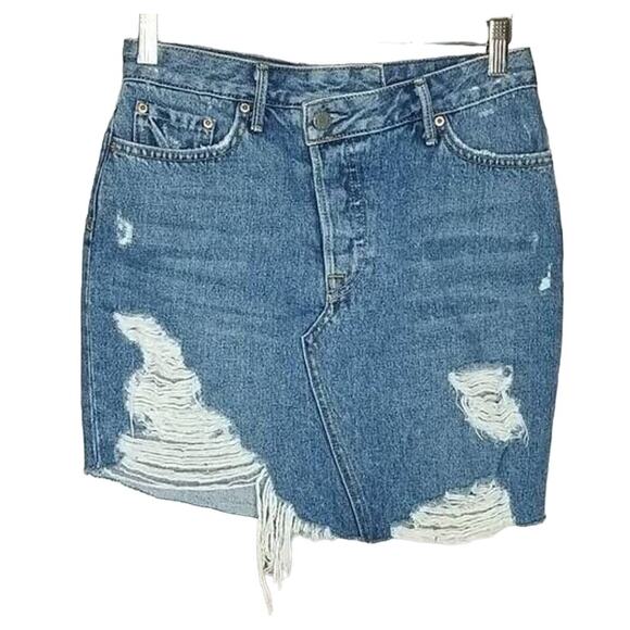 GRLFRND Payton Cross Over Cotton Denim High Rise Mini Skirt NEW Women's 25 - Picture 2 of 8